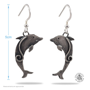 Silver Dolphin Earrings oxidised