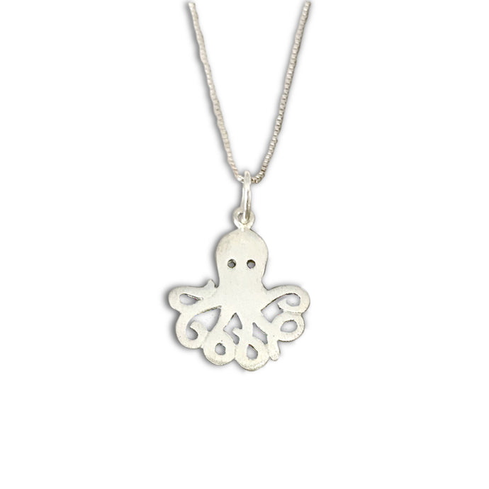 Stylised Octopus Sterling Silver Pendant 